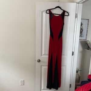 Elegant Red and Black Evening Gown